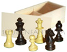 Coffret sapin et jeu de 32 pièces d échecs en buis feutr�es et plomb�es [n�3] (�chiquier non compris) 