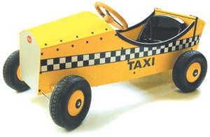Voiture taxi jaune à pédales