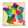 Puzzle en bois carte de France - découpe en 22 régions avec liste sur console  indication des d�partements - utilisé par les écoles 