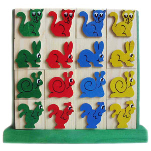 Jigsaw 4 in a row - wooden farm animals