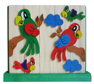 Wooden jigsaw 4 in a row - wooden parrot