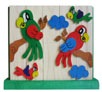 Wooden jigsaw [4 in a row] : PARROTS (16 parts) -used in schools- 