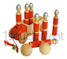 Truck with 6 FIREMAN wooden bowling lacquered skittles and 2 natual wood bowls 