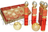 Set of 6 FIREMAN wooden bowling lacquered skittles and 2 natual wooden balls 