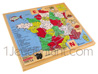 Wooden jigsaw with Alphabet: France card with 54 jigsaw units 